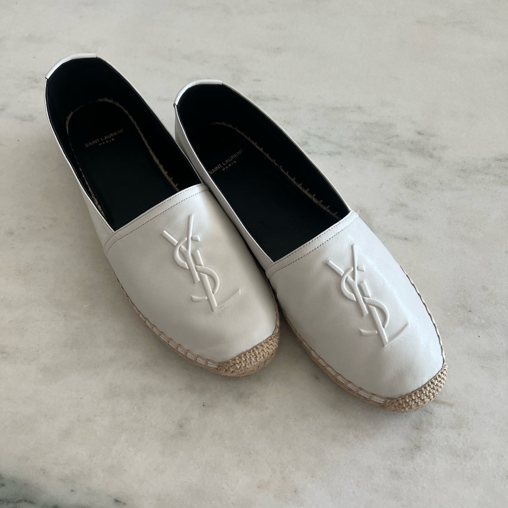 Saint Laurent YSL Monogrammed Espadrilles in Lambskin
